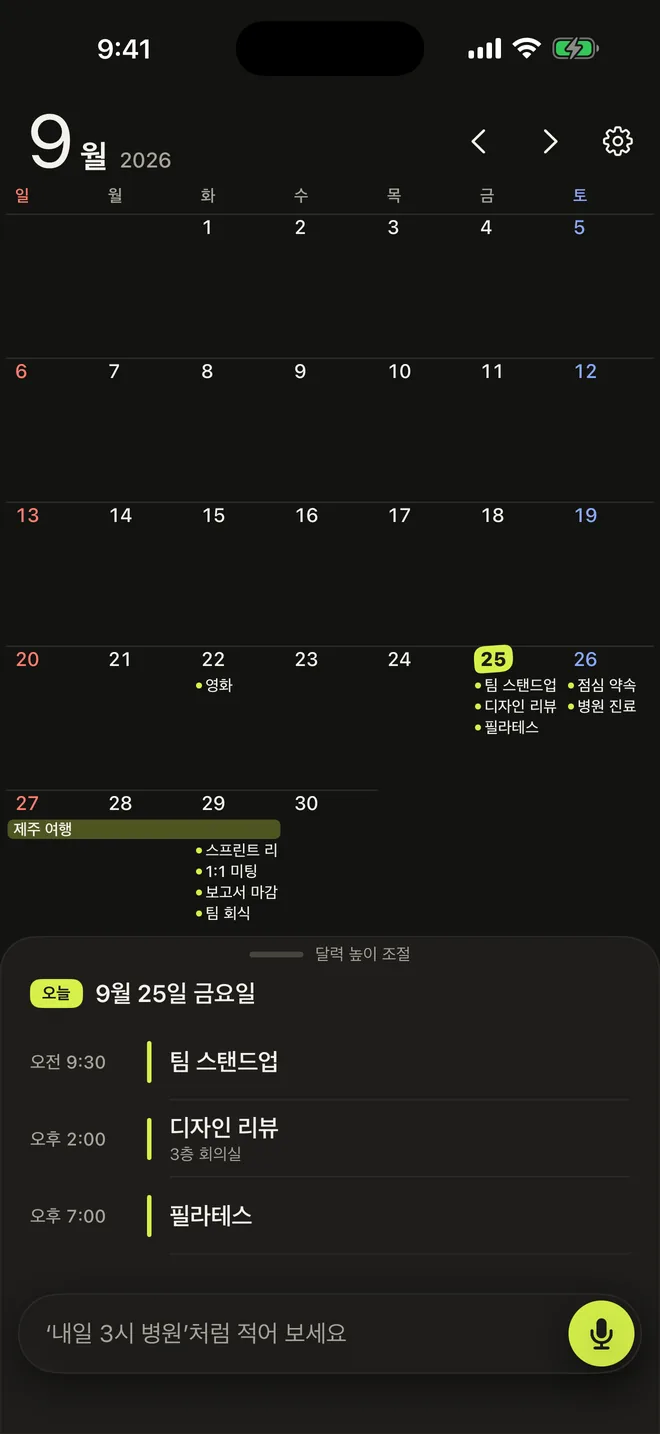 다크 모드 월간뷰